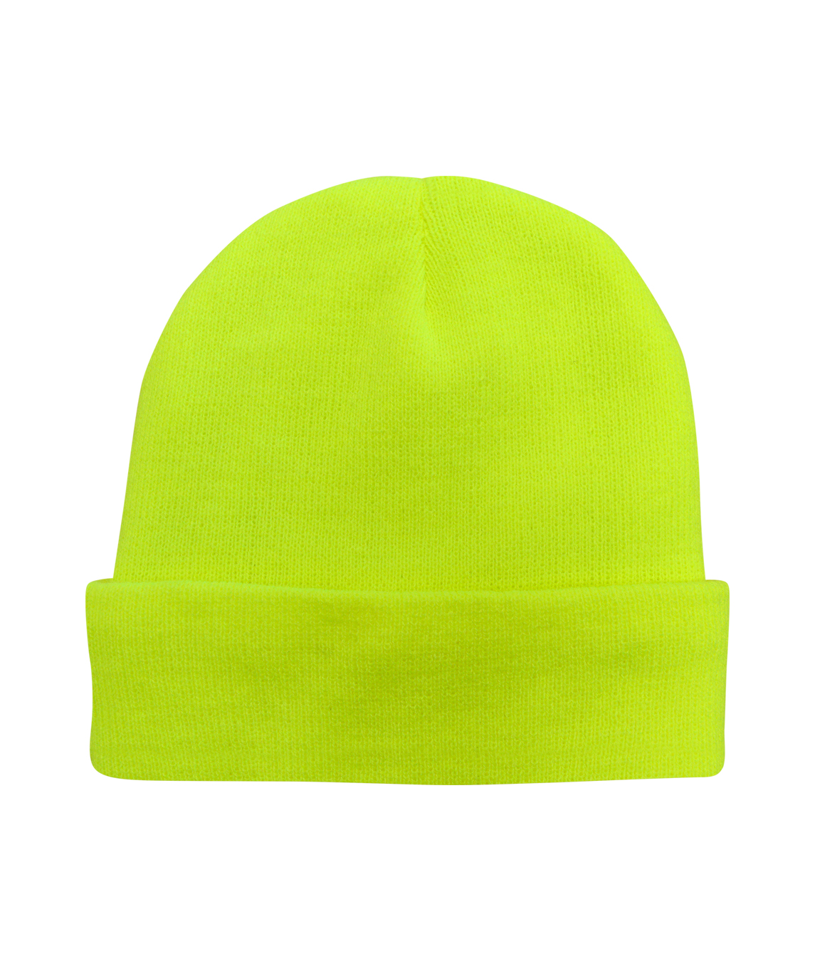 Orbit International Knitted Turned Up Beanie Hat: In 100% Acrylic Knit Flourescent