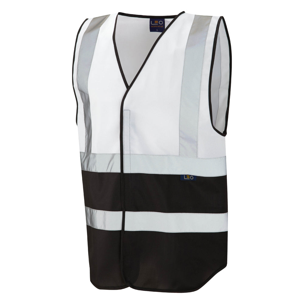 Leo Workwear PILTON Leo EcoViz Reflective Waistcoat - White/Black