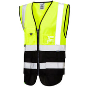Leo Workwear LYNTON Leo EcoViz Superior Waistcoat - Hi-Vis Yellow/Black