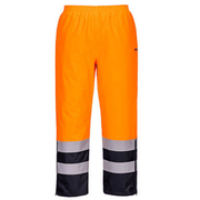 Portwest Hi-Vis Lined Rain Pants #colour_orange-navy-blue