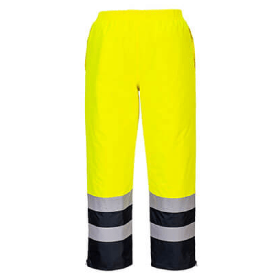 Portwest Hi-Vis Lined Rain Pants #colour_yellow-navy-blue