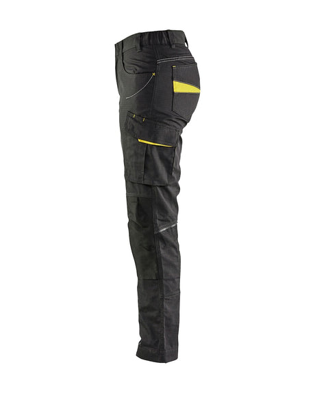 Blaklader Women's Service Trousers with Stretch 7195 #colour_black-hi-vis-yellow