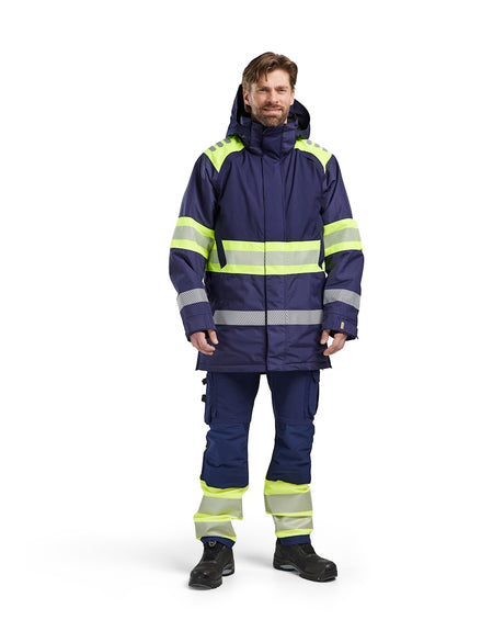 Blaklader Winter Parka Hi-Vis 4485 #colour_navy-blue-hi-vis-yellow