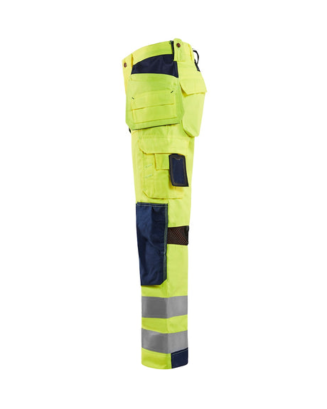 Blaklader Ventilated Hi-Vis Trousers 1565 #colour_hi-vis-yellow-navy-blue