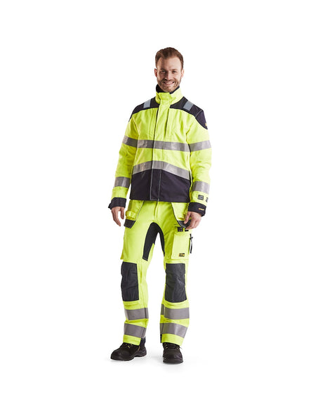 Blaklader Multinorm Inherent Trousers with Stretch 1587 #colour_hi-vis-yellow-navy-blue