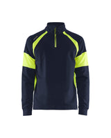 Blaklader Sweatshirt with Hi-Vis Panels 3550 #colour_navy-blue-hi-vis-yellow