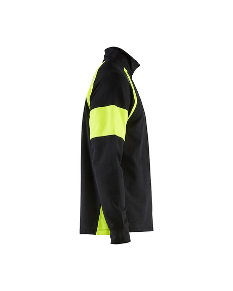 Blaklader Sweatshirt with Hi-Vis Panels 3550 #colour_black-hi-vis-yellow