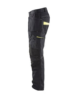 Blaklader Service Trousers with Stretch And Nail Pockets 1496 #colour_black-hi-vis-yellow