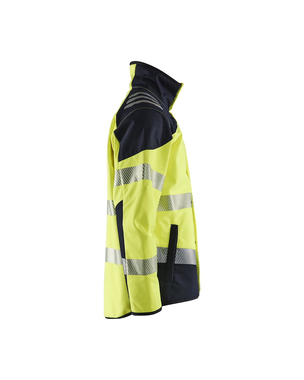 Blaklader Multinorm Softshell Jacket 4948 #colour_hi-vis-yellow-navy-blue