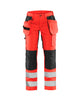 Blaklader Women's Hi-Vis Trousers with Stretch 7163 #colour_red-hi-vis-black