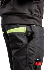 Blaklader Service Trousers with Stretch 1495 #colour_black-hi-vis-yellow