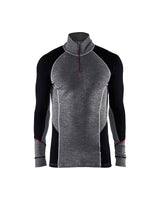 Blaklader Underwear Zip-Neck Top Xwarm, 100% Merino 4699 #colour_mid-grey-black