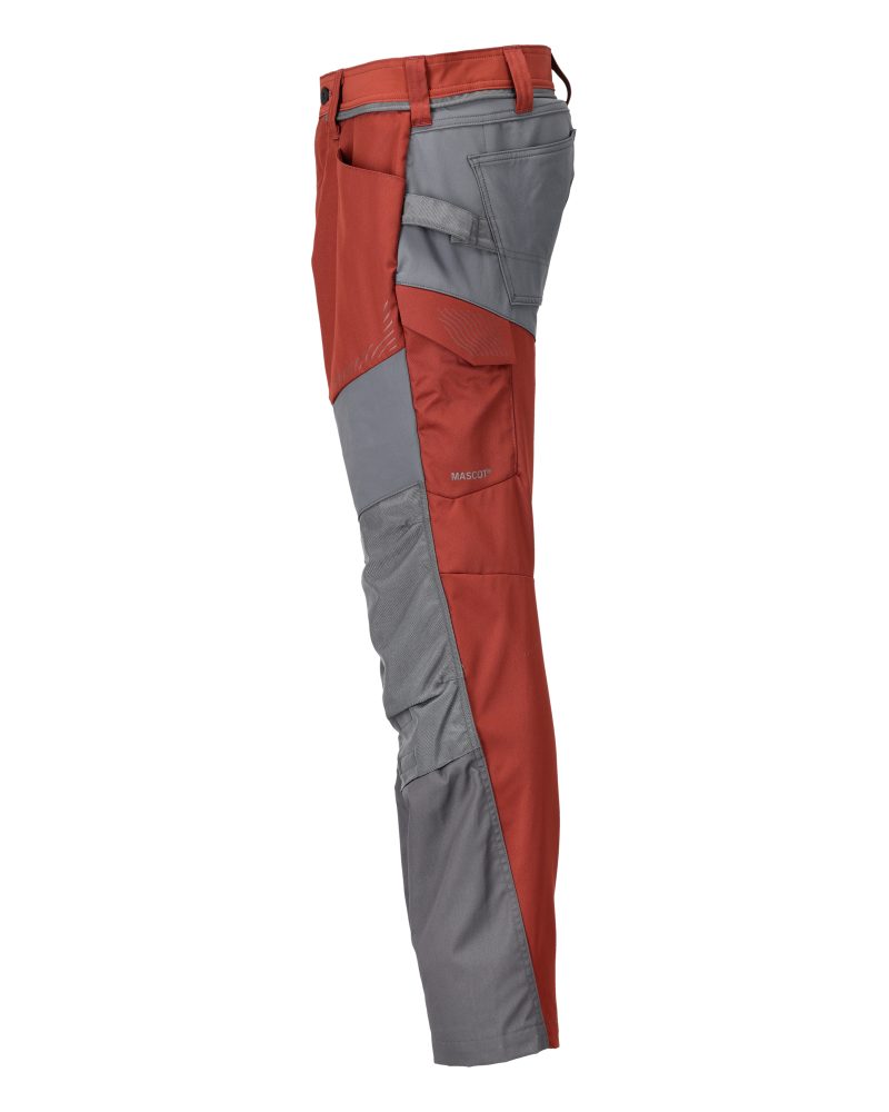 Mascot Customized Trousers with Kneepad Pockets - Autumn Red/Stone Grey