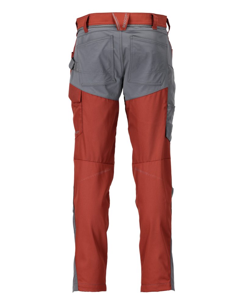 Mascot Customized Trousers with Kneepad Pockets - Autumn Red/Stone Grey