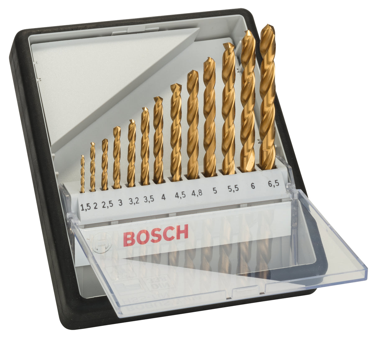 Bosch Professional 13-Piece Robust Line Metal Drill Bit Set HSS-TiN, 135° - 1.5mm to 6.5mm