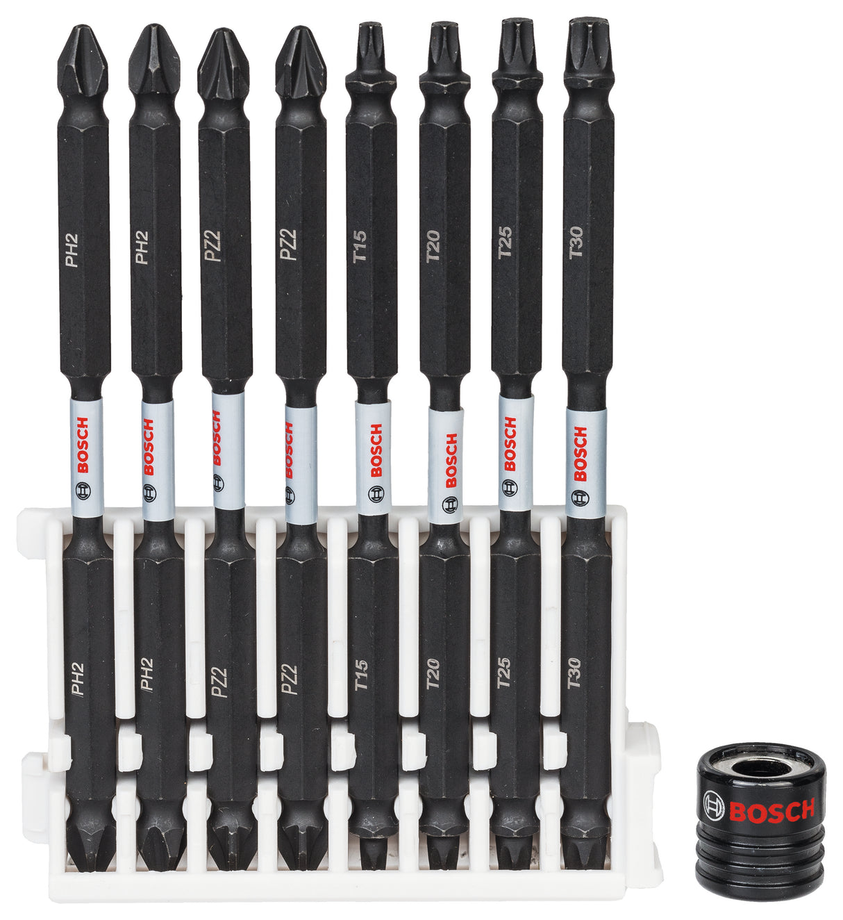 Bosch Professional Double Ended Bit Pack 110mm with Impact PH2, PZ2, T15, T20, T25, T30 + Magnetic Sleeve Pick & Clic