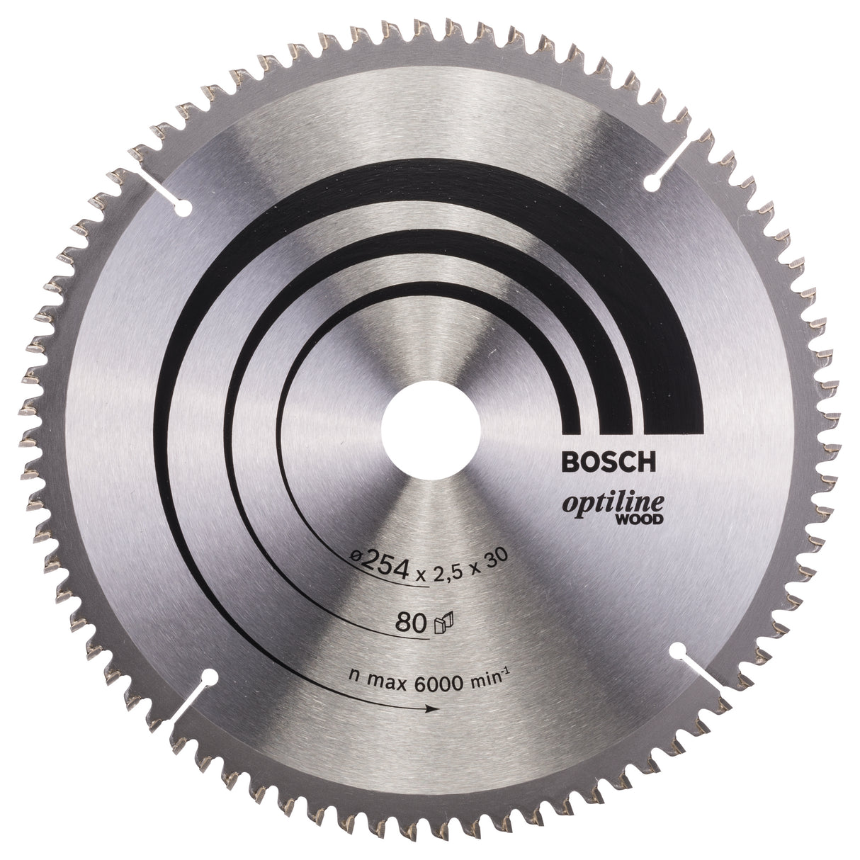 Bosch Professional Optiline Wood Circular Saw Blade - 254mm x 30mm x 2.5mm, 80 Teeth