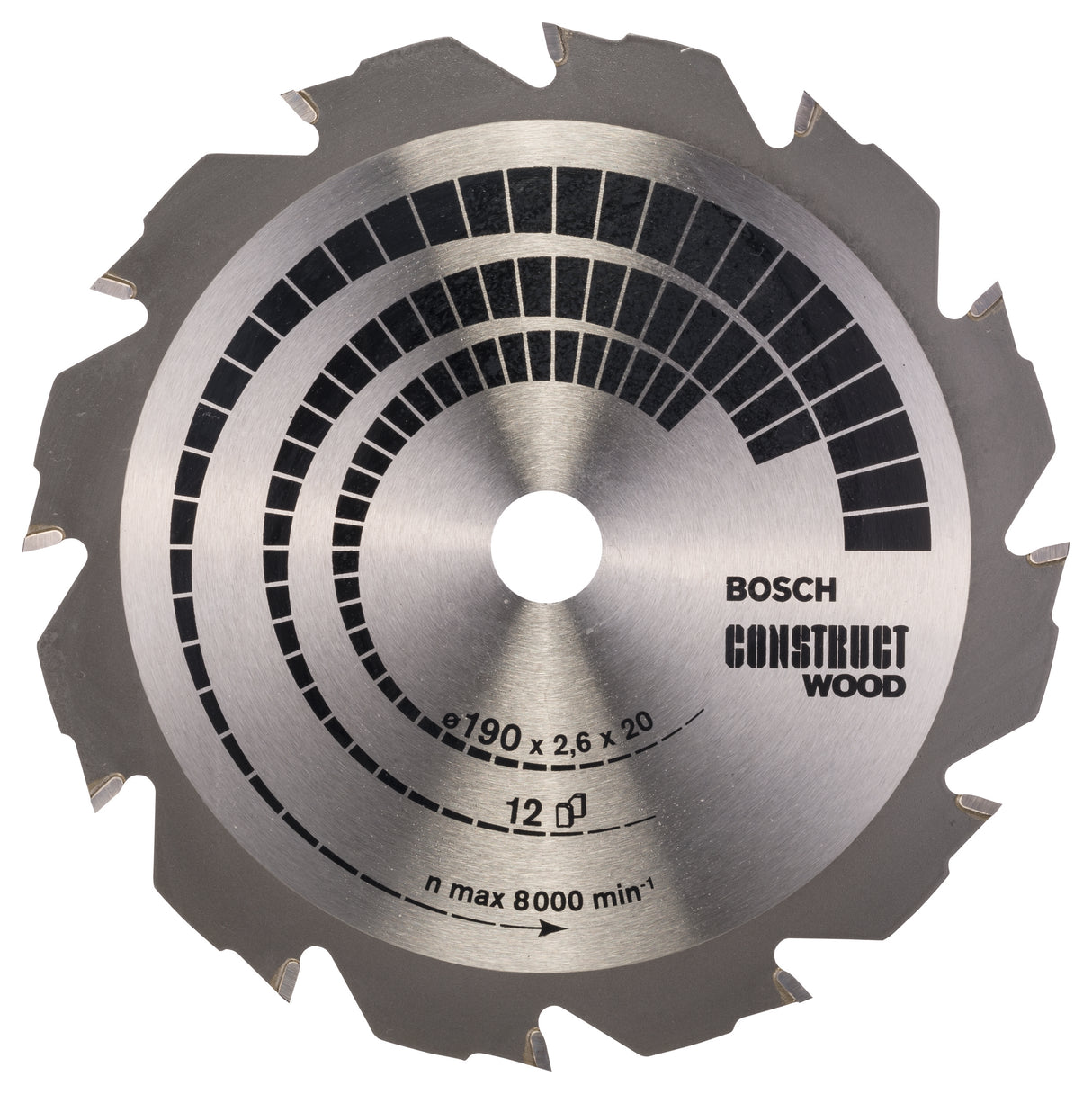 Bosch Professional Construct Wood Circular Saw Blade - 190 x 20/16 x 2.6mm, 12 Teeth