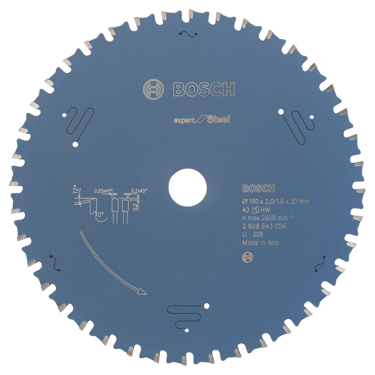 Bosch Professional Expert Circular Saw Blade for Steel - 190 x 20 x 2.0 mm, 40 Teeth