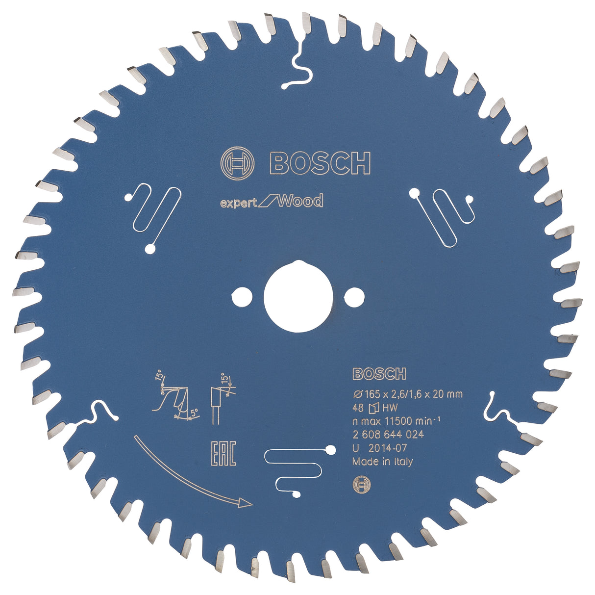 Bosch Professional Circular Saw Blade Expert for Wood - 165 x 20 x 2.6 mm, 48 Teeth