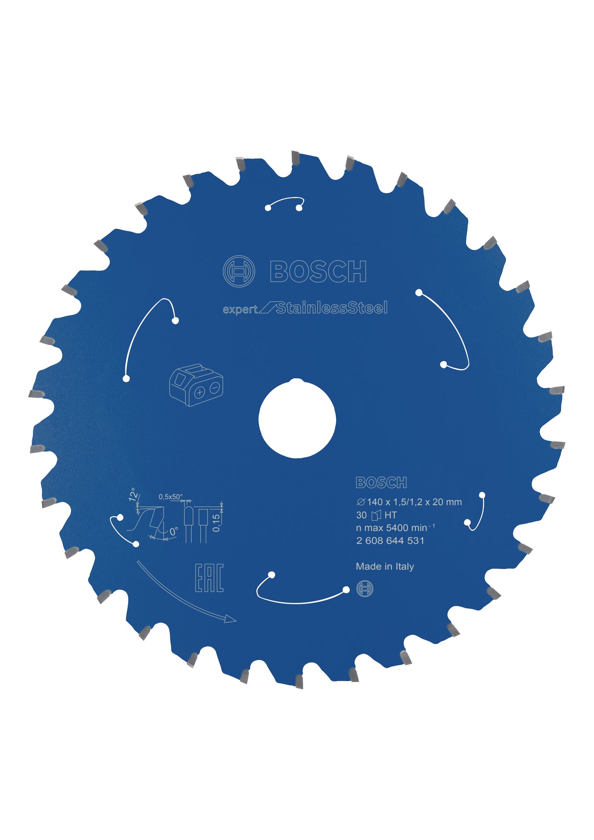 Bosch Professional Expert Stainless Steel Circular Saw Blade for Cordless Saws - 140x1.5/1.2x20 T30