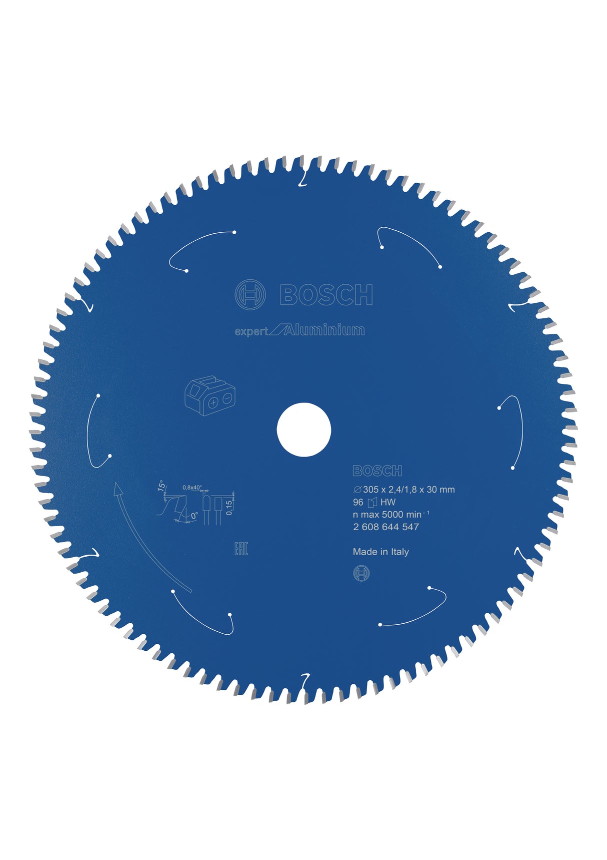 Bosch Professional Expert Aluminium Circular Saw Blade for Cordless Saws - 305x2.4/1.8x30 T96