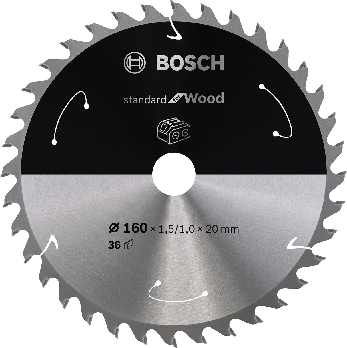 Bosch Professional Circular Saw Blade for Cordless Saws - Standard for Wood - 160x1.5/1x20 T36