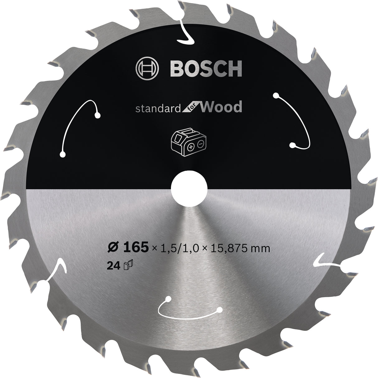 Bosch Professional Circular Saw Blade for Cordless Saws - Standard for Wood - 165x1.5/1x15.875 T24