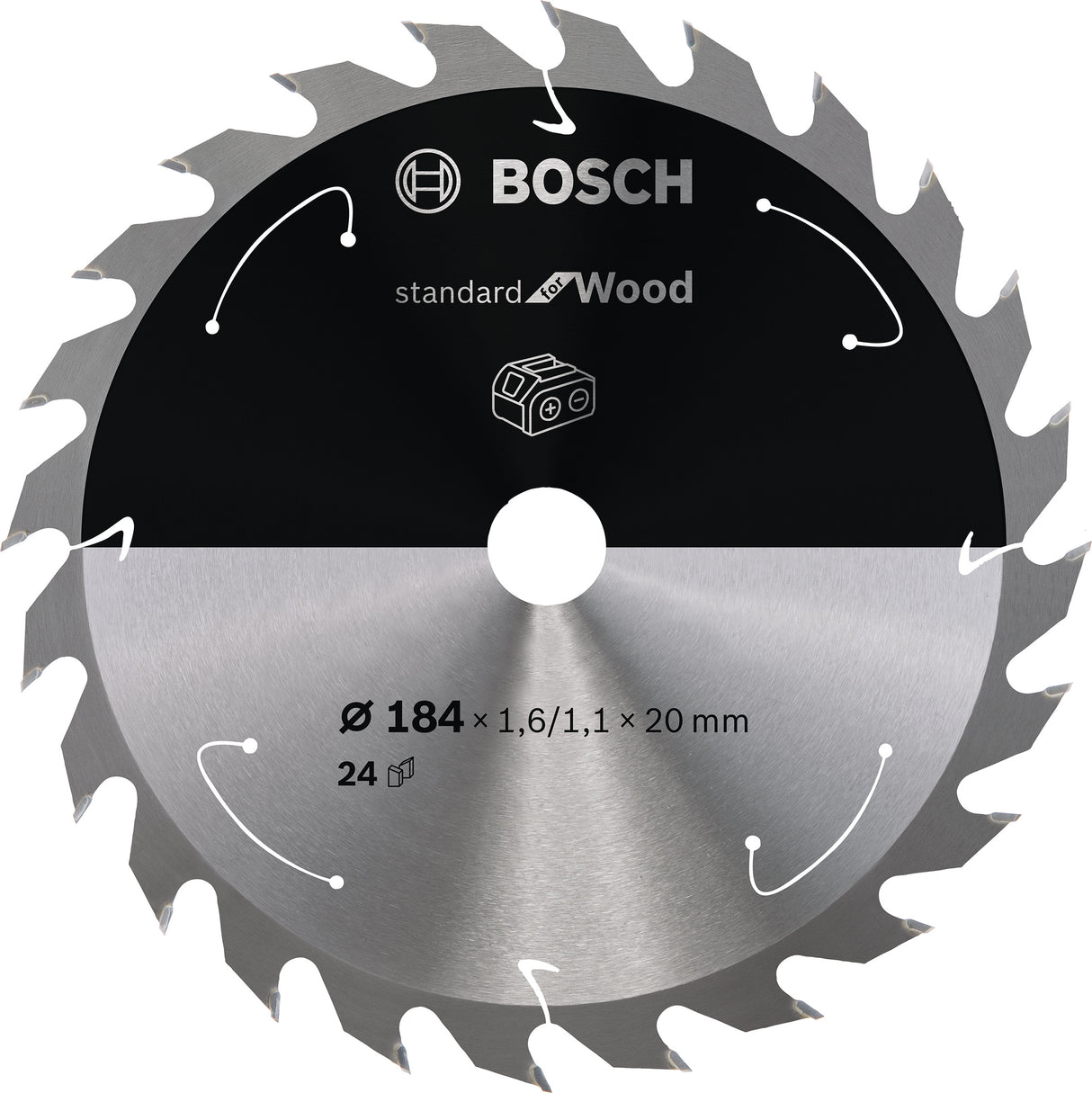 Bosch Professional Circular Saw Blade for Cordless Saws - Standard for Wood - 184x1.6/1.1x20 T24