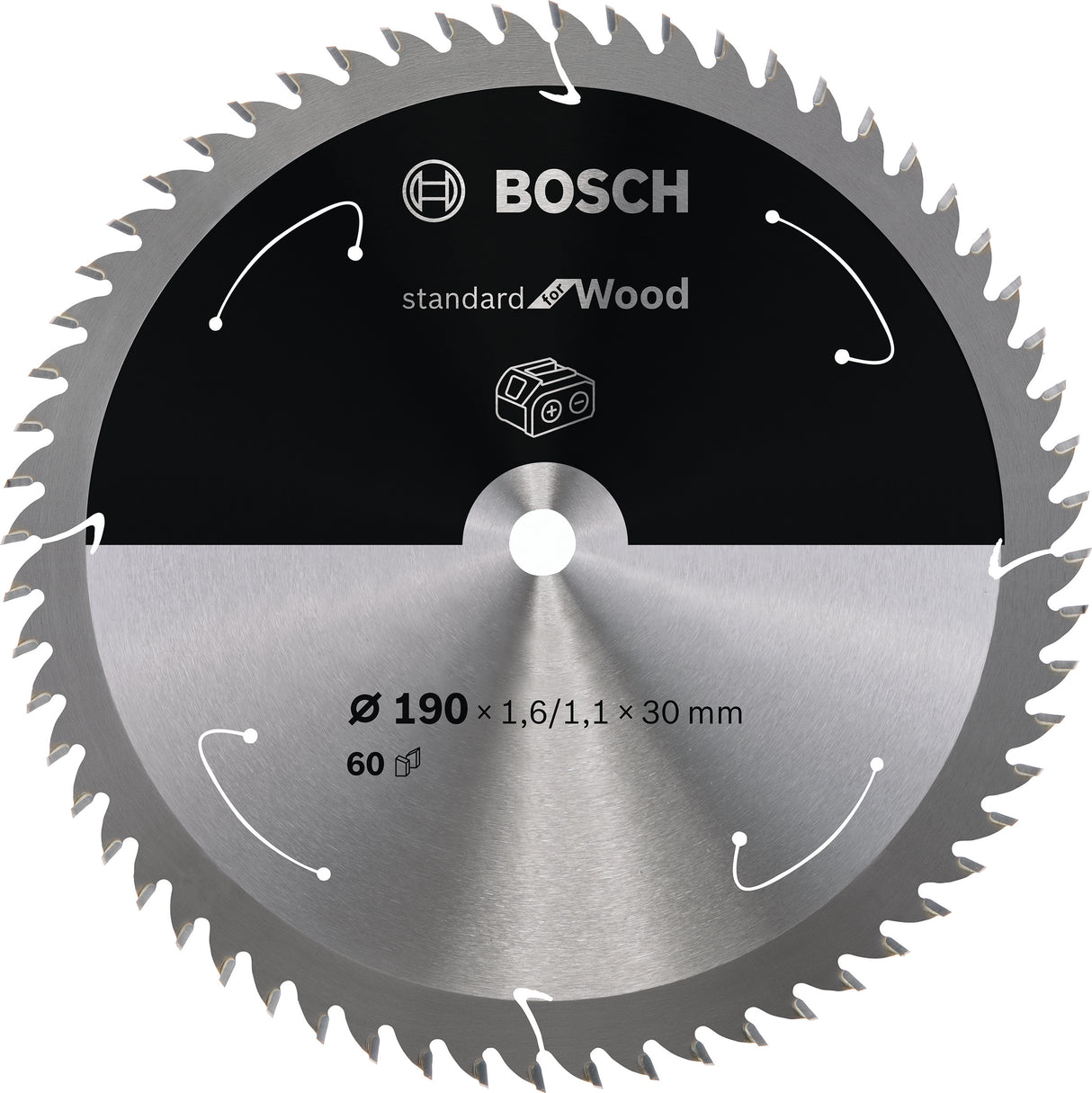 Bosch Professional Circular Saw Blade for Cordless Saws - Standard for Wood - 190x1.6/1.1x30 T60