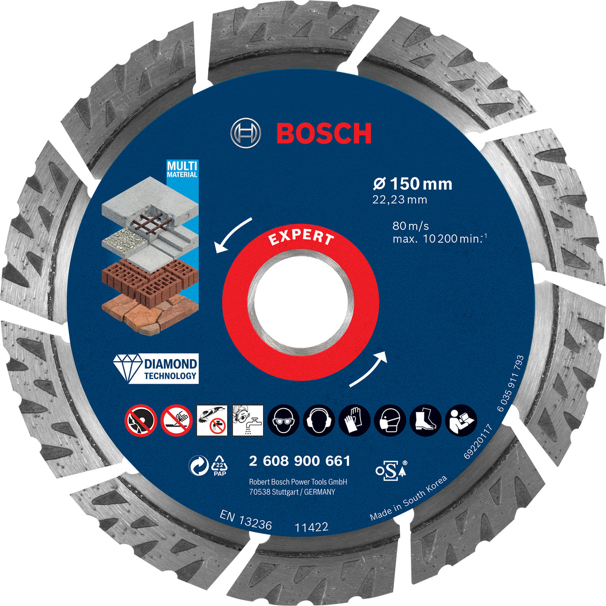 Bosch Professional MultiMaterial Diamond Cutting Disc - 150 x 22.23 x 2.4 x 12 mm