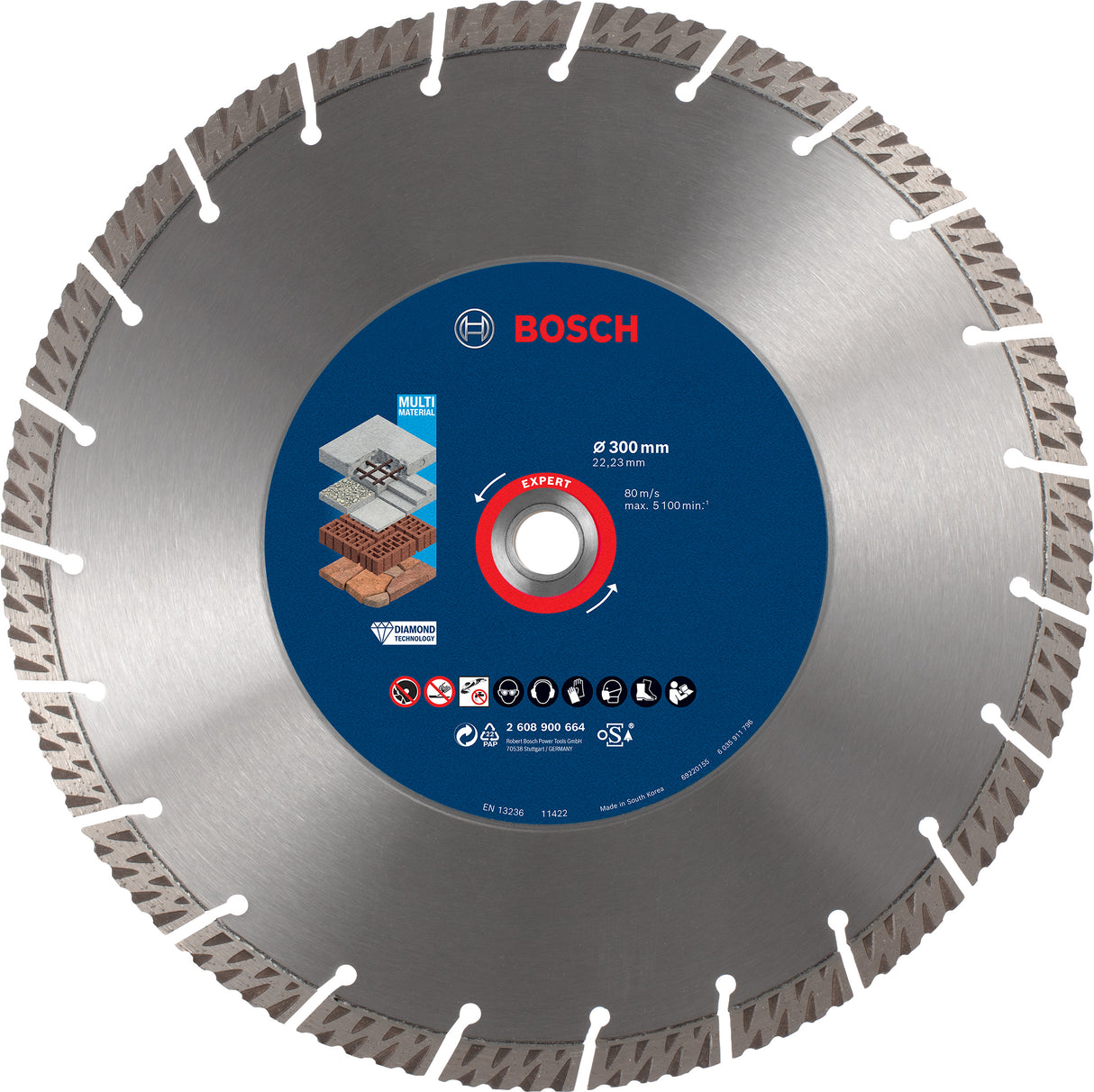 Bosch Professional MultiMaterial Diamond Cutting Disc - 300 x 22.23 x 2.8 x 15 mm