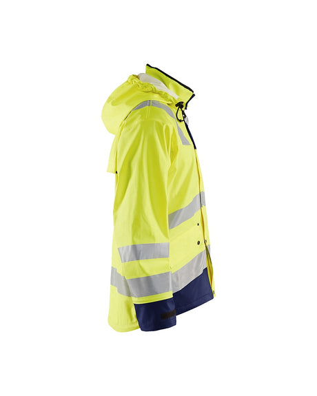 Blaklader Rain Jacket Hi-Vis Level 2 4302 #colour_hi-vis-yellow-navy-blue