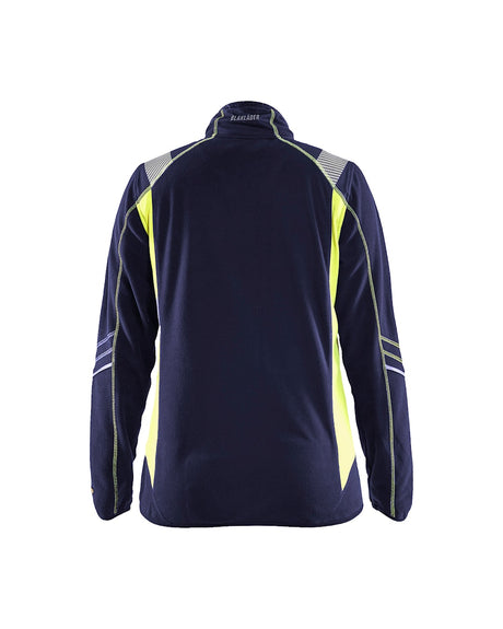 Blaklader Women's Microfleece Jacket 4973 #colour_navy-blue-hi-vis-yellow