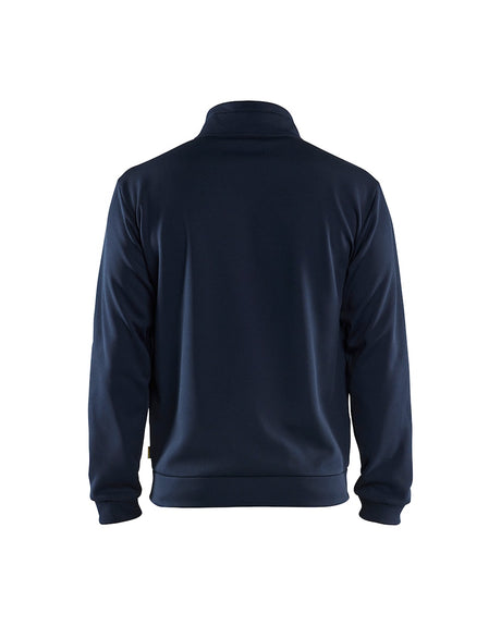 Blaklader Sweatshirt with Full Zip 3362 #colour_dark-navy-blue-hi-vis-yellow