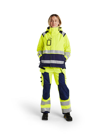 Blaklader Women's Hi-Vis Shell Jacket 4904 #colour_hi-vis-yellow-navy-blue