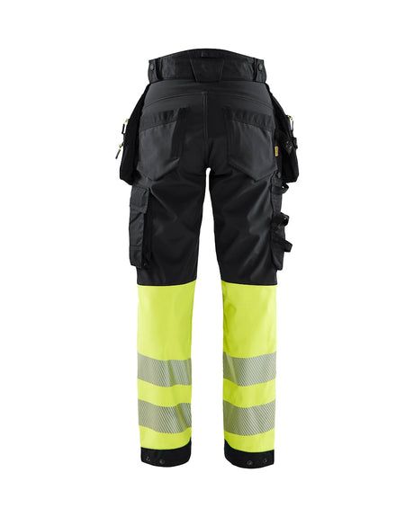 Blaklader Softshell Hi-Vis Trousers Women 7114 #colour_black-hi-vis-yellow