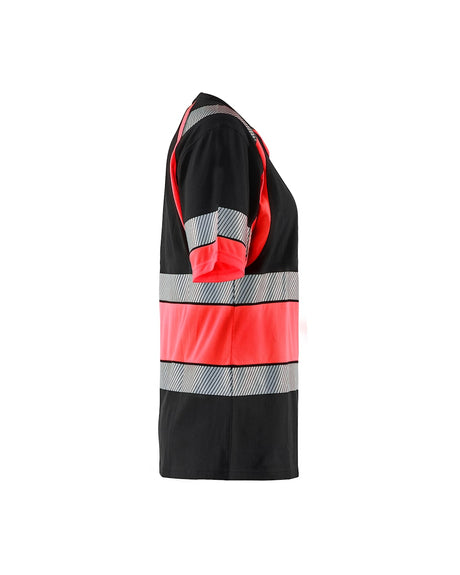 Blaklader Women's Hi-Vis T-Shirt 3410 #colour_black-red-hi-vis