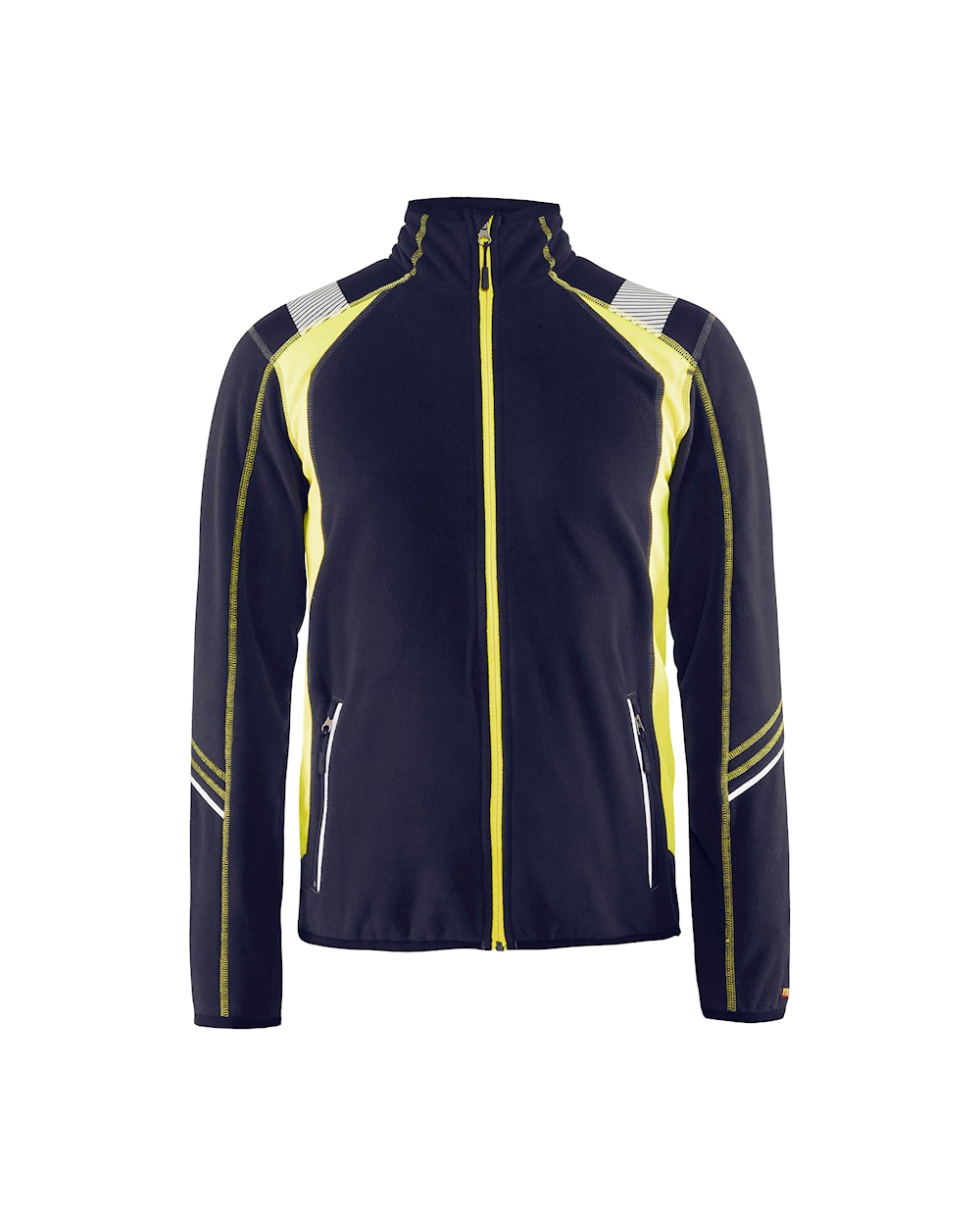 Blaklader Microfleece Jacket 4993 #colour_navy-blue-hi-vis-yellow