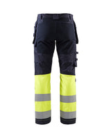 Blaklader Multinorm Inherent Trousers with Stretch 1487 #colour_navy-blue-hi-vis-yellow