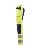 Blaklader Women's Hi-Vis Trousers with Stretch 7163 #colour_hi-vis-yellow-navy-blue