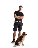 Blaklader Service Shorts with Nailpockets 1494 #colour_black-hi-vis-yellow