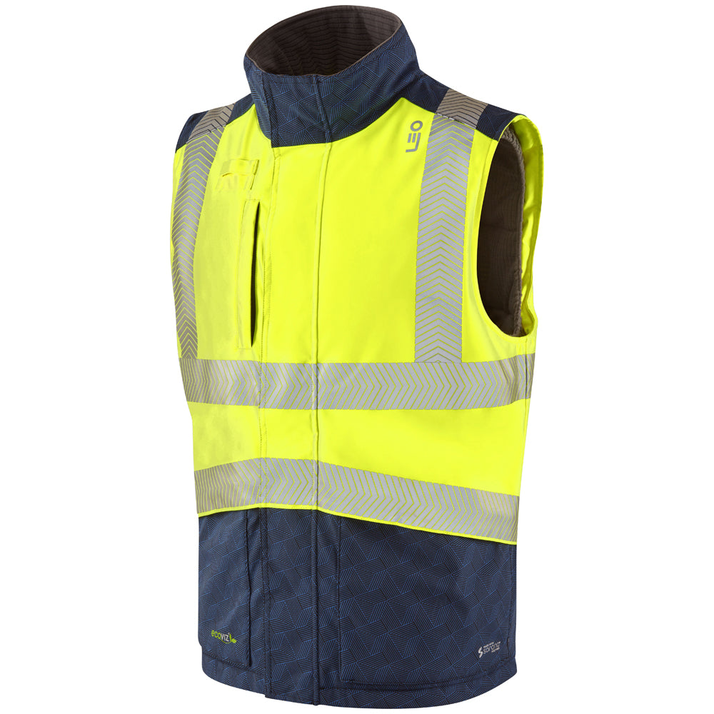 HALSINGER Leo EcoViz Performance+ Bodywarmer Hi Vis Insulated Work Gilet Interactive YKK Zip