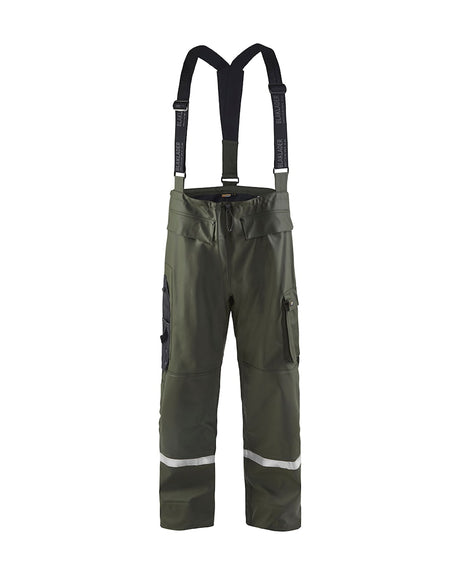 Blaklader Rain Trousers Hi-Vis Level 2 1302 #colour_army-green