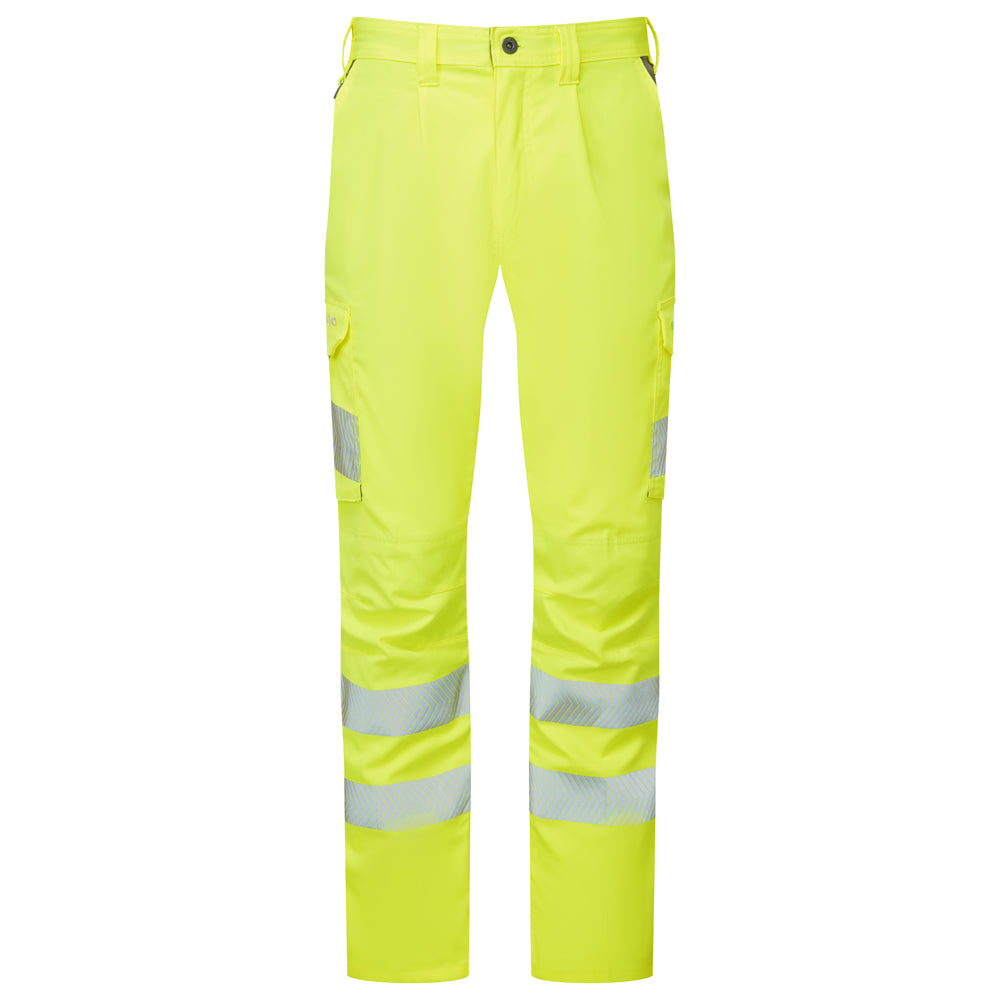 WINSFORD Leo EcoViz Lightweight Polyester Stretch Cargo Trousers Hi Vis Stretch Workwear Knee Pad Pockets Multiple Waist Sizes 28–48 S R T