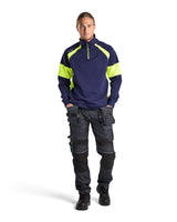 Blaklader Sweatshirt with Hi-Vis Panels 3550 #colour_navy-blue-hi-vis-yellow