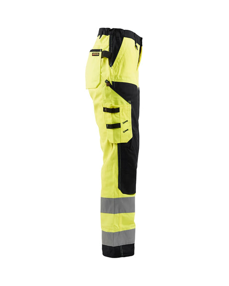 Blaklader Women's Hi-Vis Trousers without Nail Pockets 7155 #colour_hi-vis-yellow-black