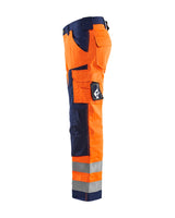 Blaklader Hi-Vis Trousers without Nail Pockets 1566 - Hi-Vis Orange/Navy Blue