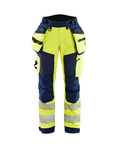 Blaklader Softshell Hi-Vis Trousers Women 7118 #colour_hi-vis-yellow-navy-blue