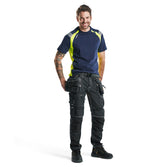 Blaklader T-Shirt 3332 #colour_navy-blue-hi-vis-yellow